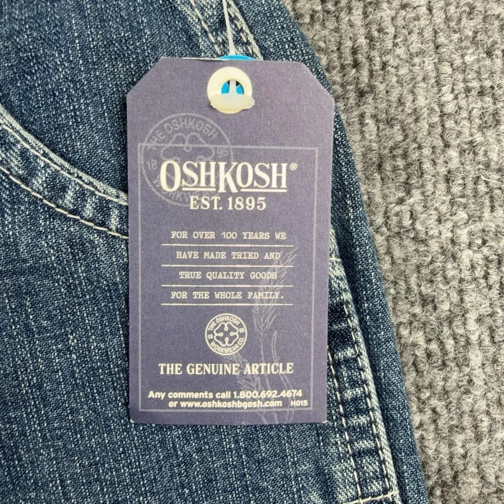 Vtg OshKosh B'gosh Shorts Boys 24M Blue Denim Cargo Elastic Waist Casual Summer